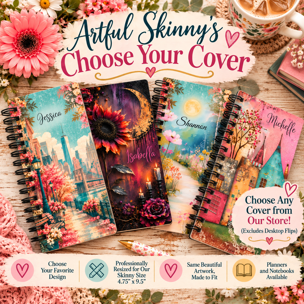 Artful Skinny Custom Notebooks – Choose Your Cover | 4.75" × 9.5"