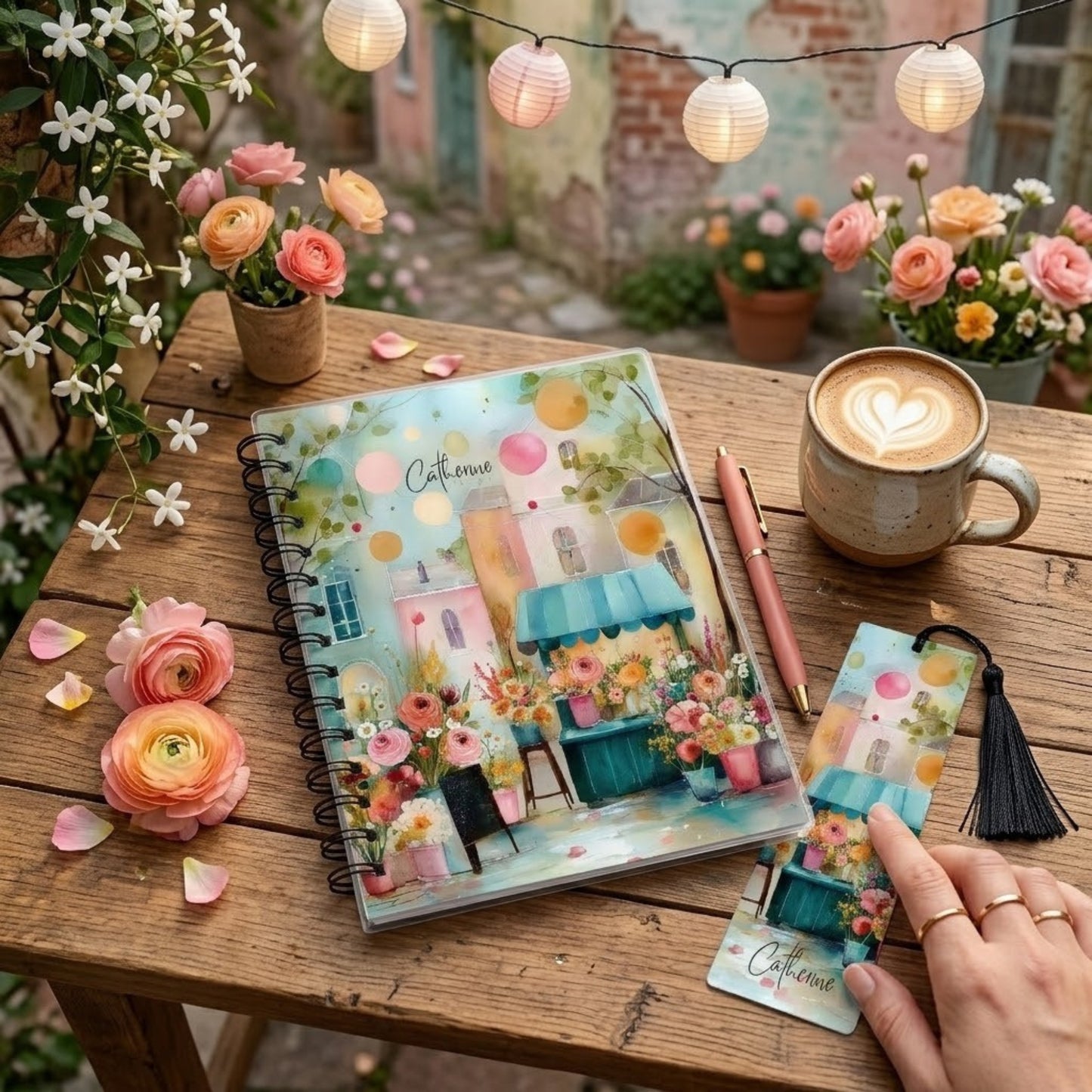 Flower Market Personalized Bookmark