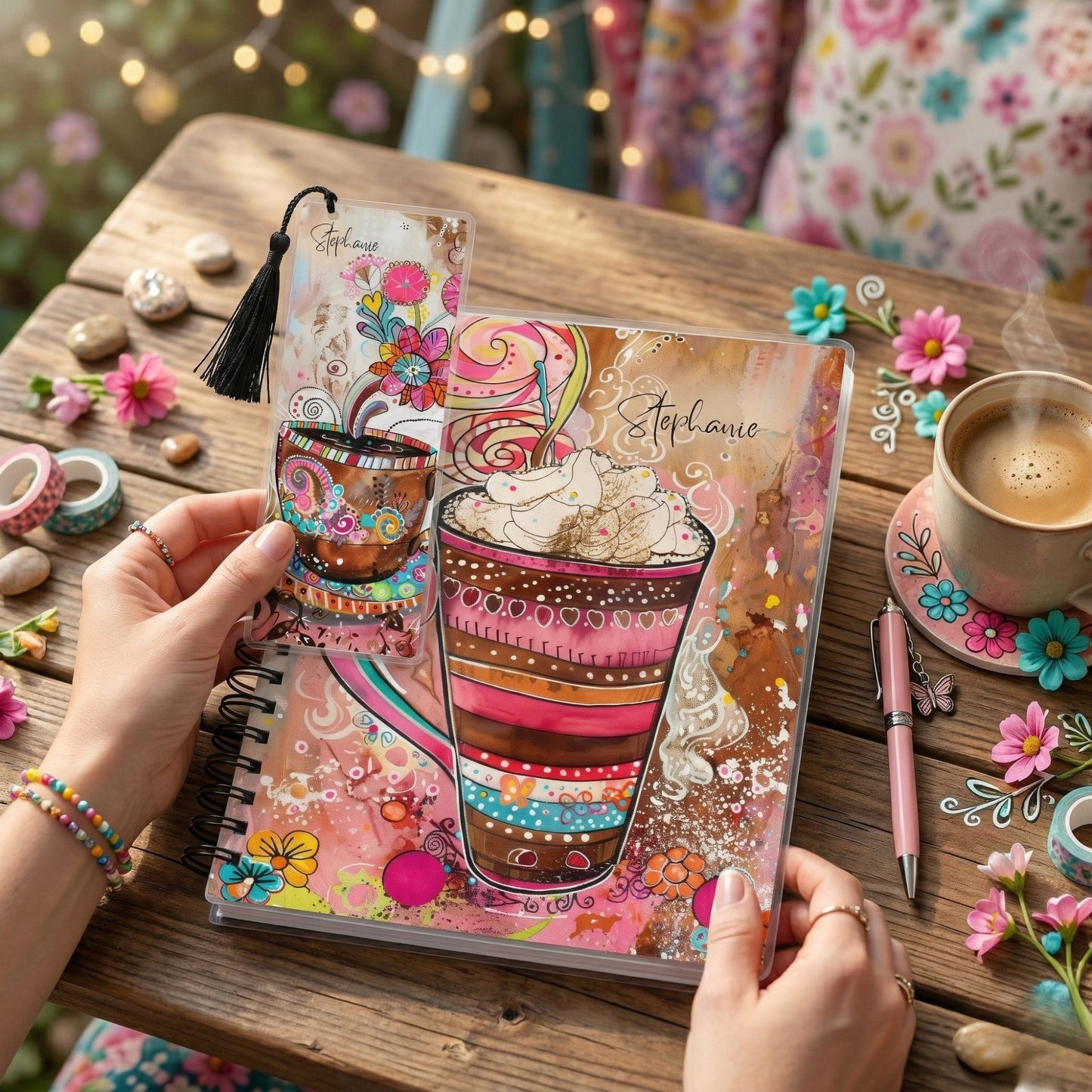 Groovy Cafe Personalized Bookmark