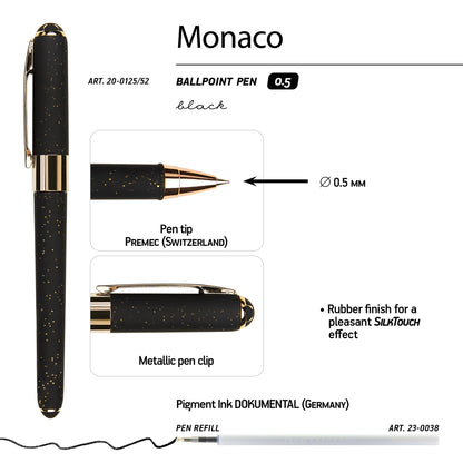 Monaco Pen - Black with Gold Glitter