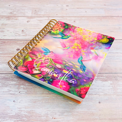 Personalized 6 Month Daily Planner 2023-2024 | Ethereal Hummingbird Garden Daily Planners Artful Planner Co. 