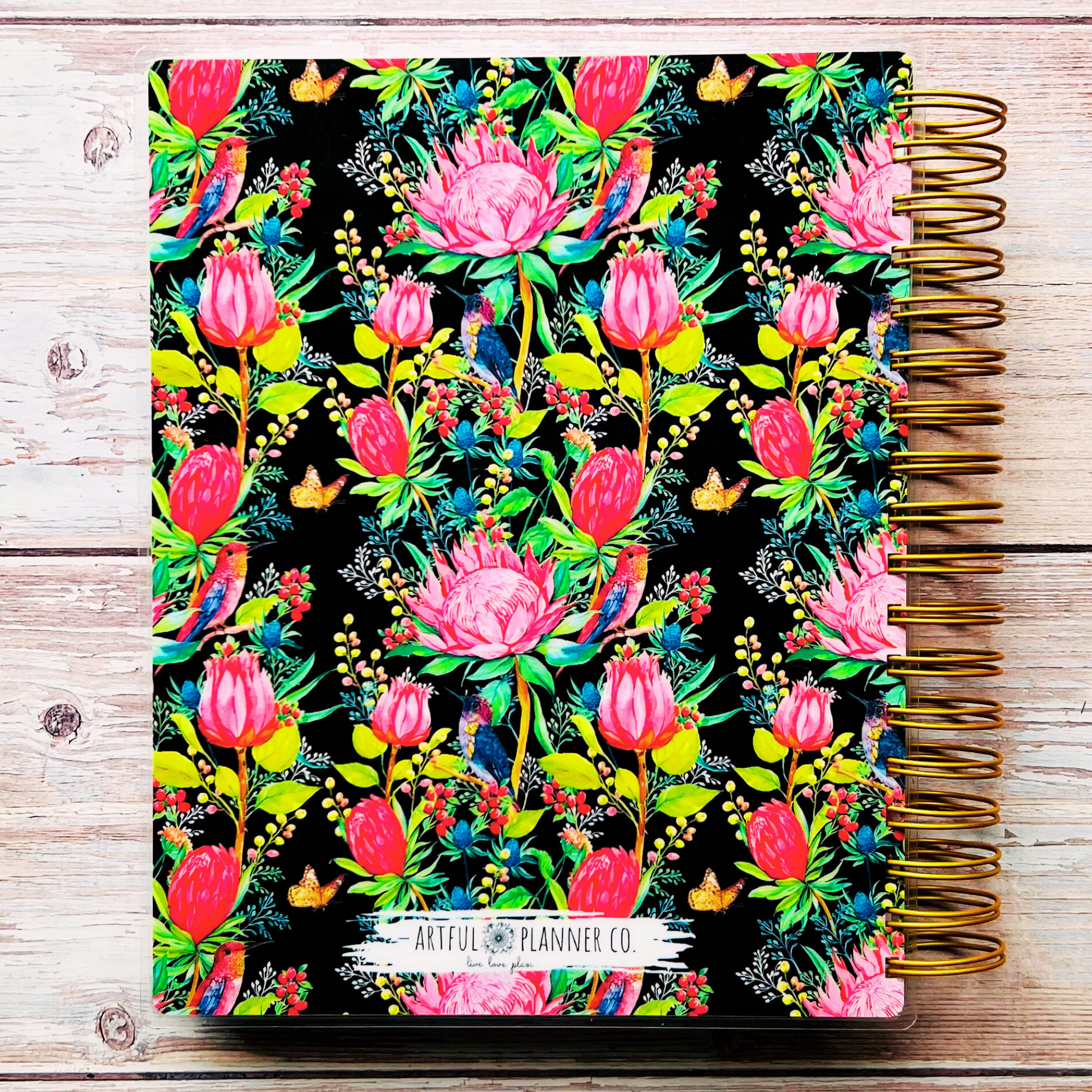2023-2024 Personalized Monthly Planner - Hummingbird Tropical Garden Monthly Planners Artful Planner Co. 