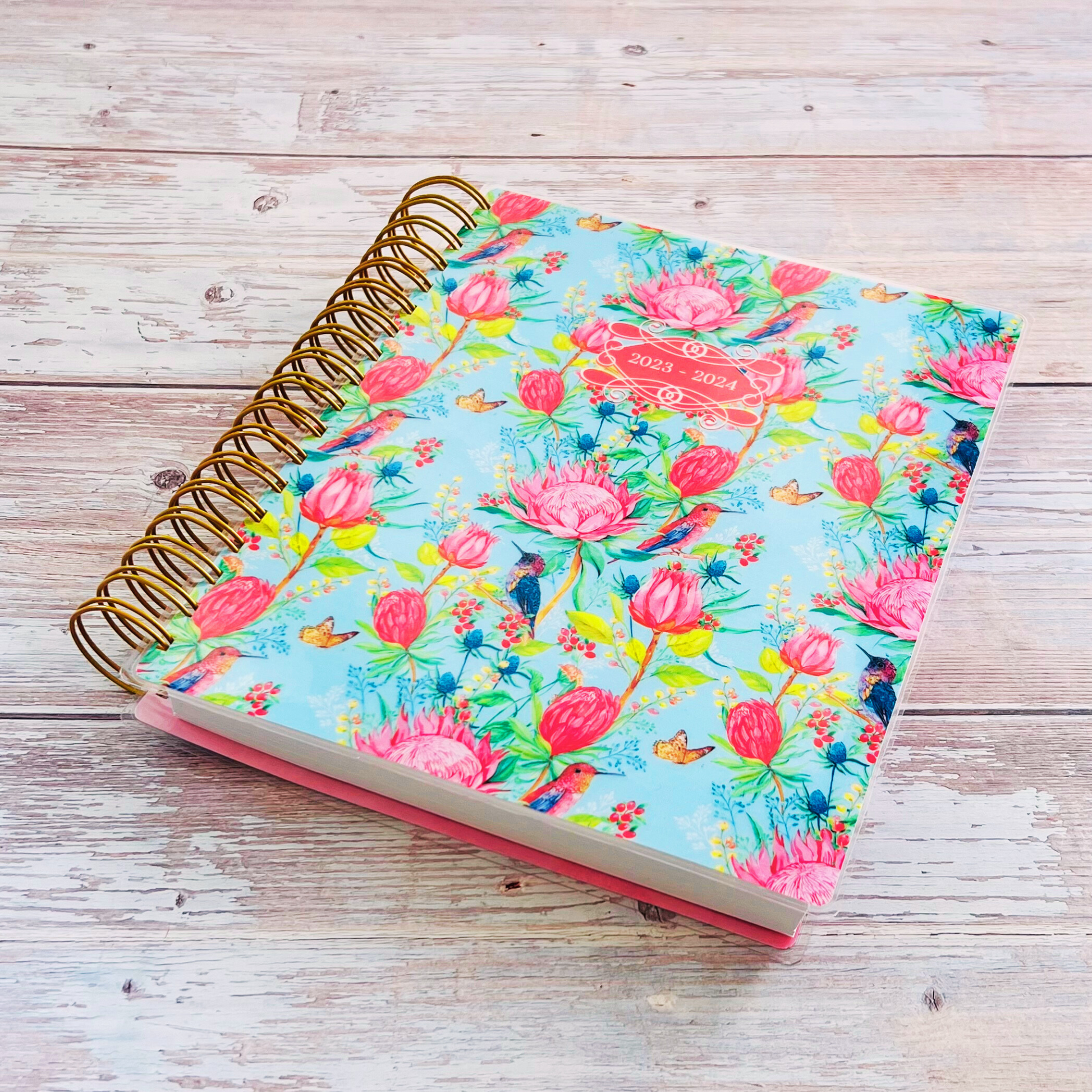 Personalized 6 Month Daily Planner 2023-2024 | Turquoise Hummingbird Garden Daily Planners Artful Planner Co. 