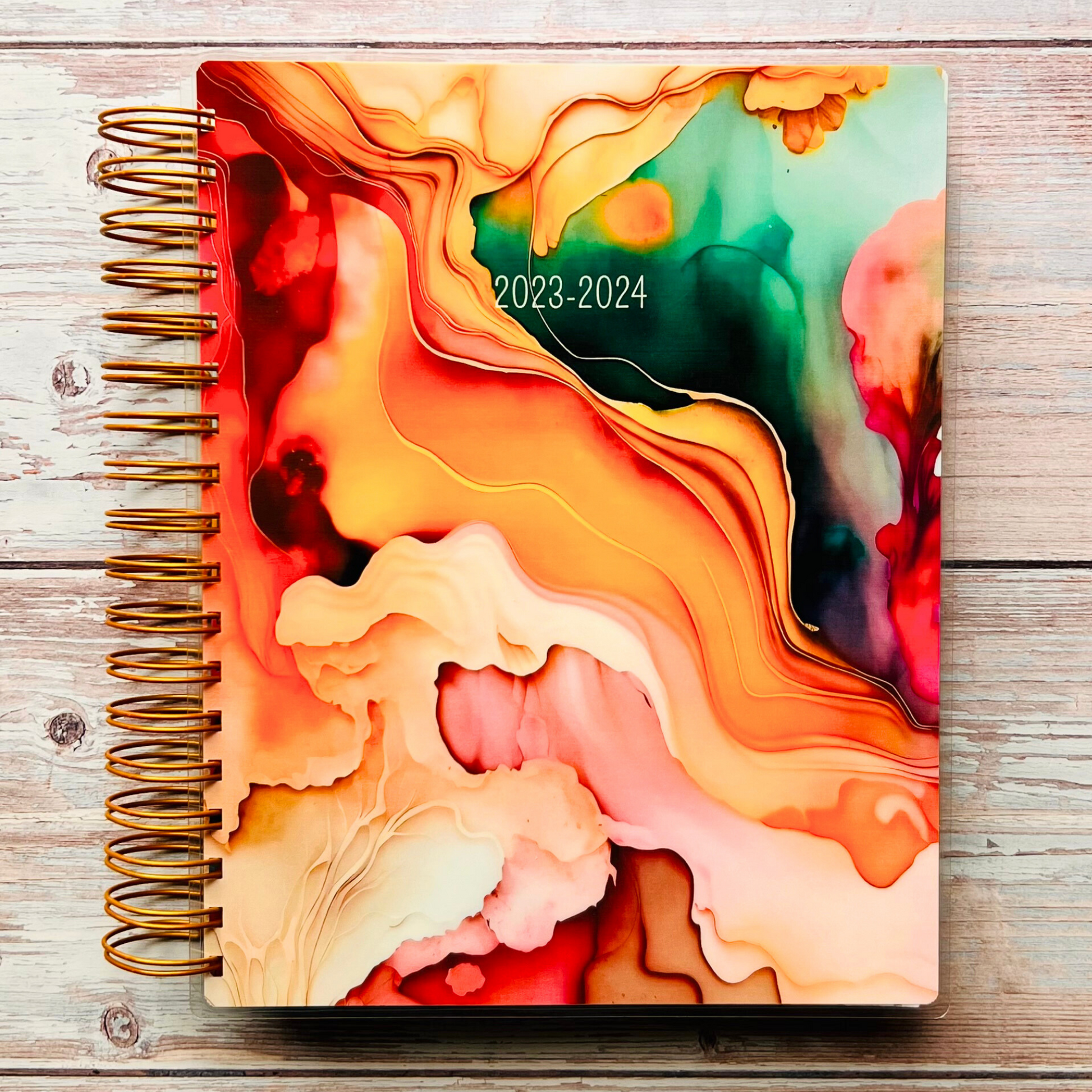 2023-2024 Personalized Monthly Planner - Abstract Alcohol Ink Monthly Planners Artful Planner Co. 