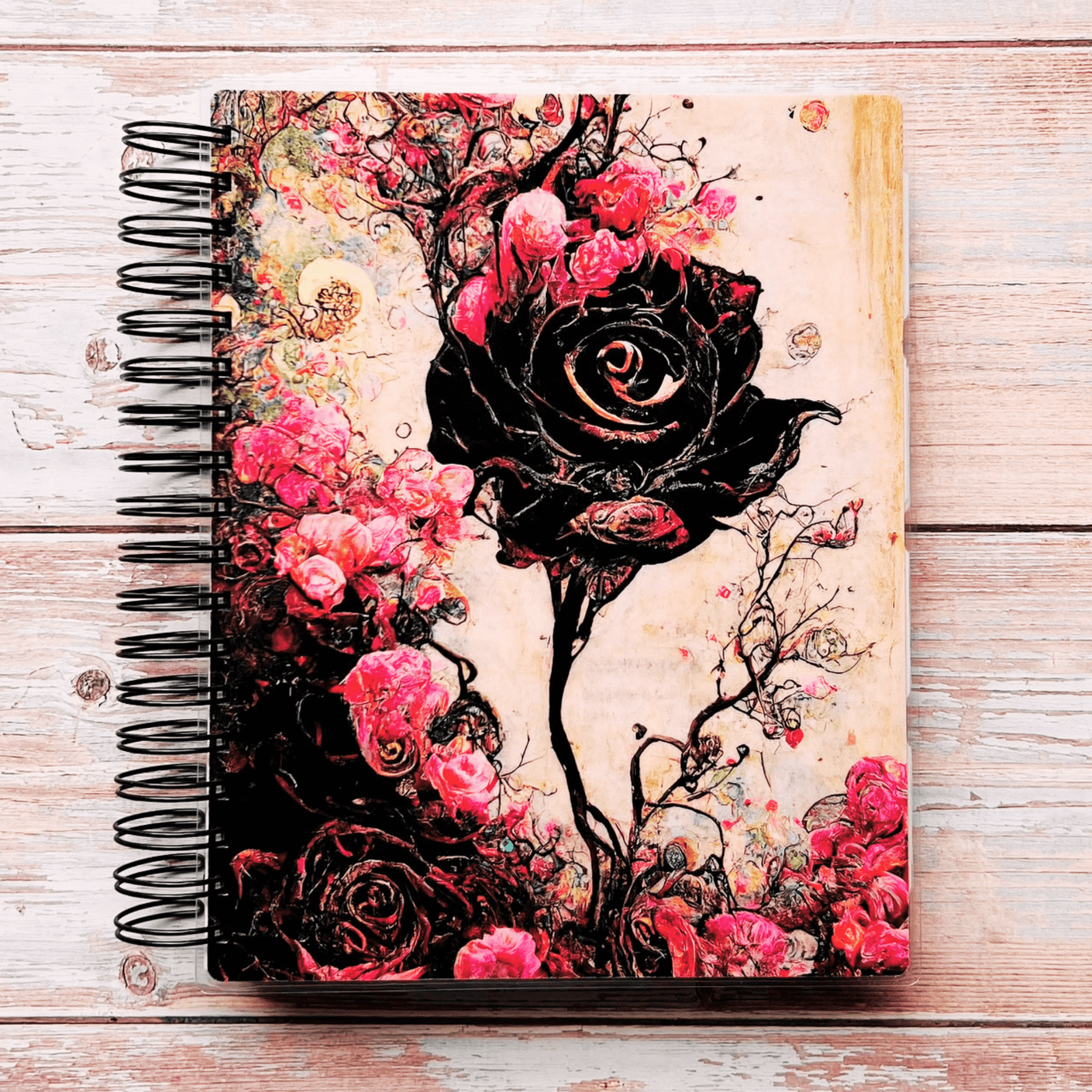 Personalized Weekly Planner 2023-2024 | Gothic Black Rose Weekly Planners Artful Planner Co. July-2023 Unlined Vertical 