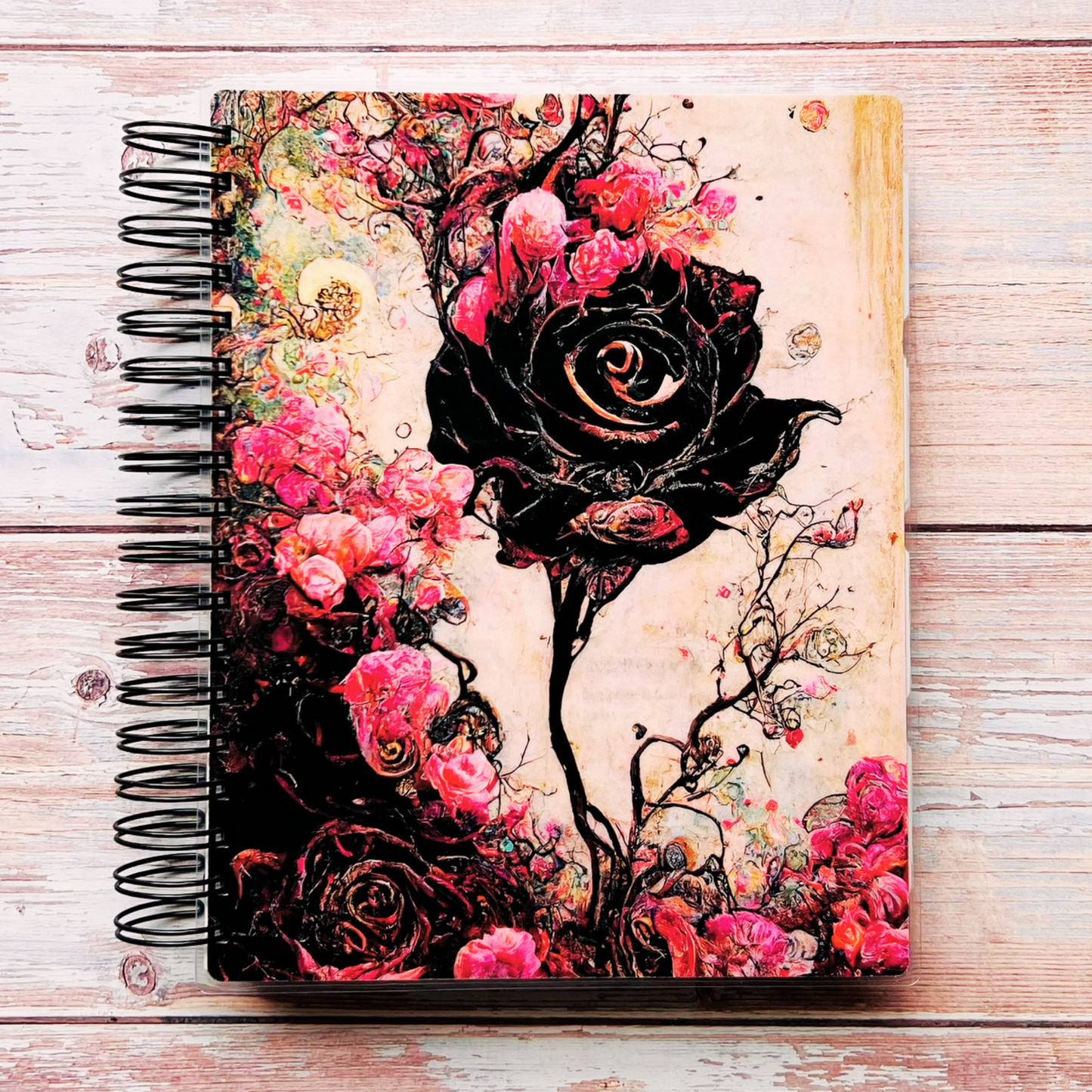 Personalized 6 Month Daily Planner 2023-2024 | Gothic Black Rose Daily Planners Artful Planner Co. 