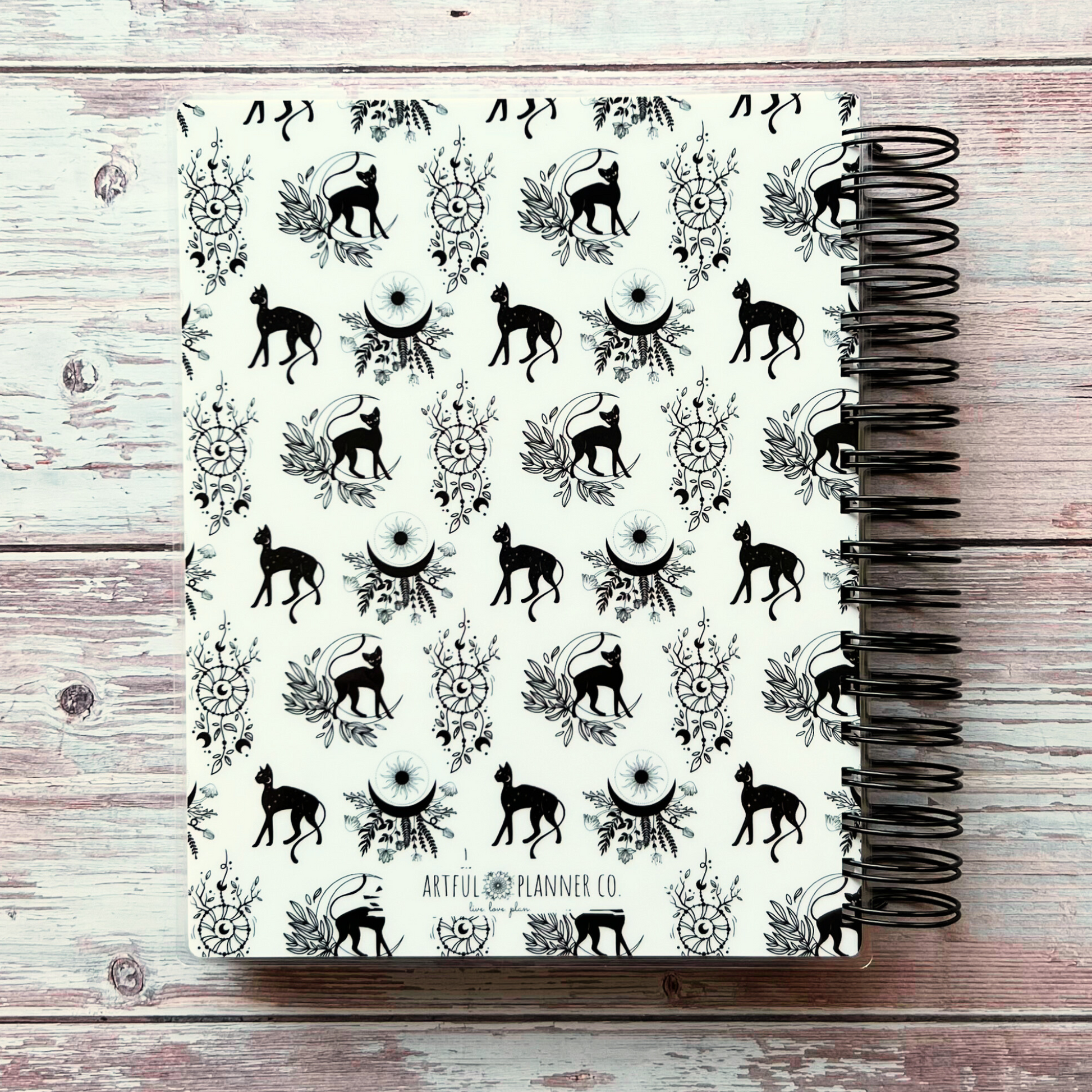 Personalized 6 Month Daily Planner 2023-2024 | Celestial Black Cats Daily Planners Artful Planner Co. 