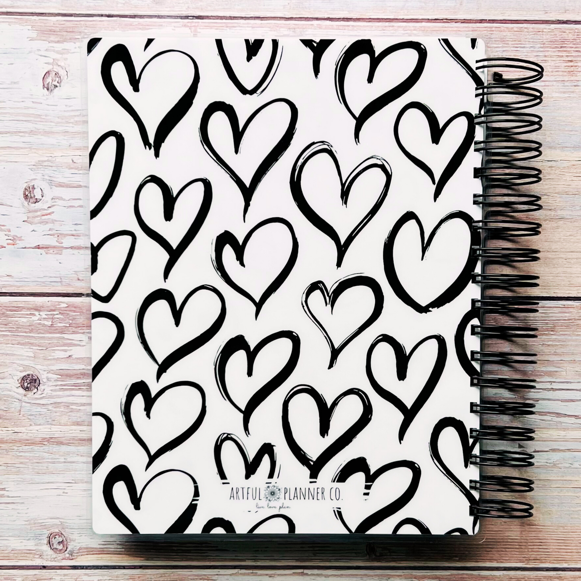 2023-2024 Personalized Monthly Planner - Doodle Hearts Monthly Planners Artful Planner Co. 