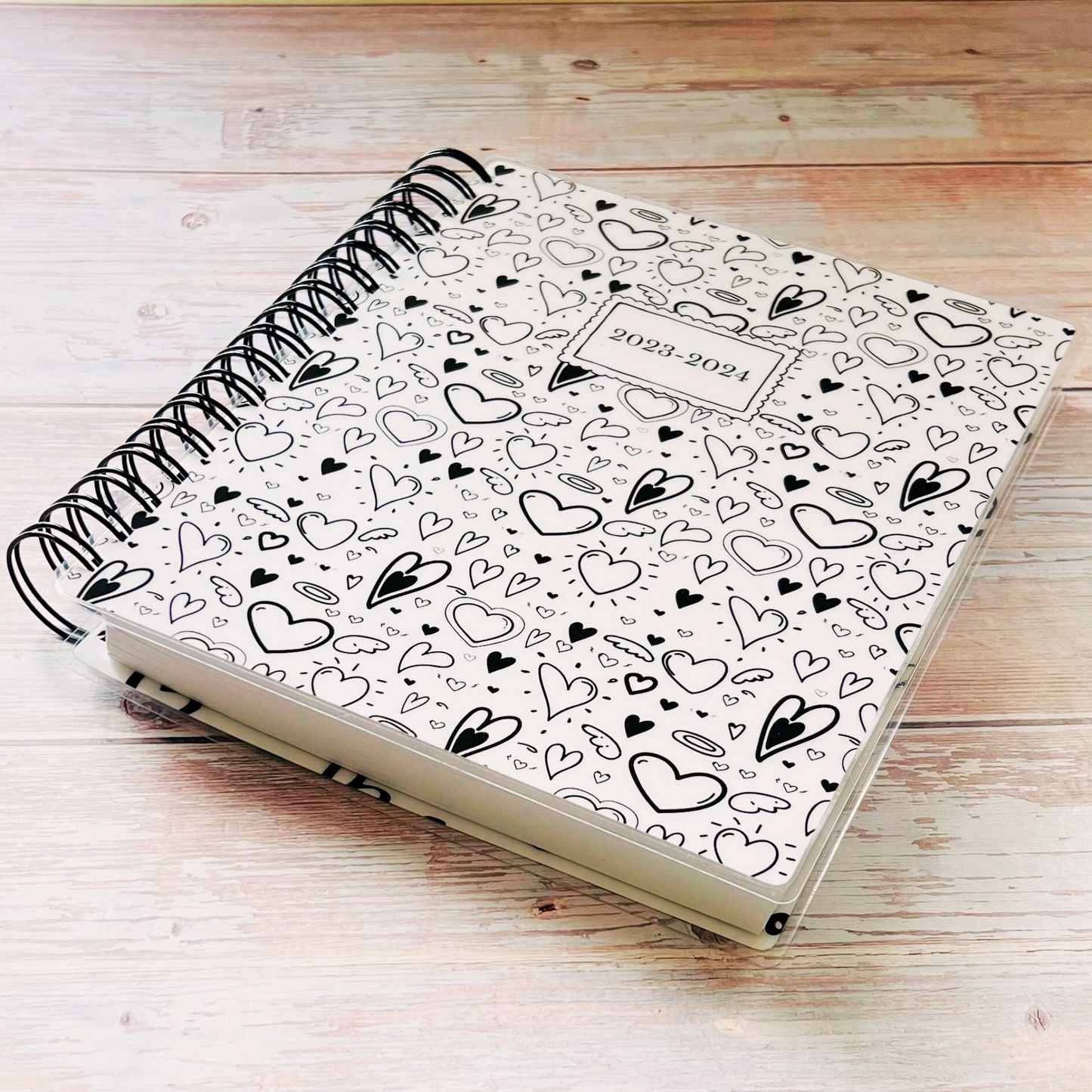 2023-2024 Personalized Monthly Planner - Doodle Hearts Monthly Planners Artful Planner Co. 
