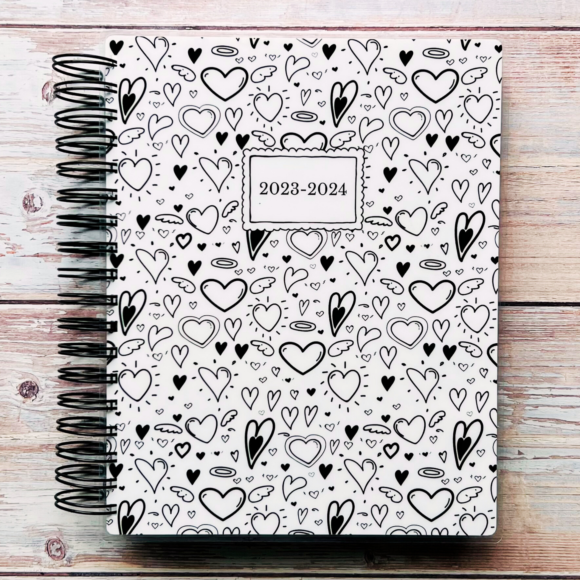 Personalized Weekly Planner 2023-2024 | Doodle Hearts Weekly Planners Artful Planner Co. July-2023 Unlined Vertical 