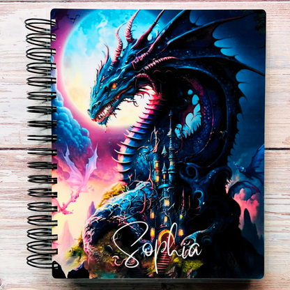 Personalized 6 Month Daily Planner 2023-2024 | Dragon Castle Daily Planners Artful Planner Co. July-2023 20 Meal Planners +$3.00 (added to back) 