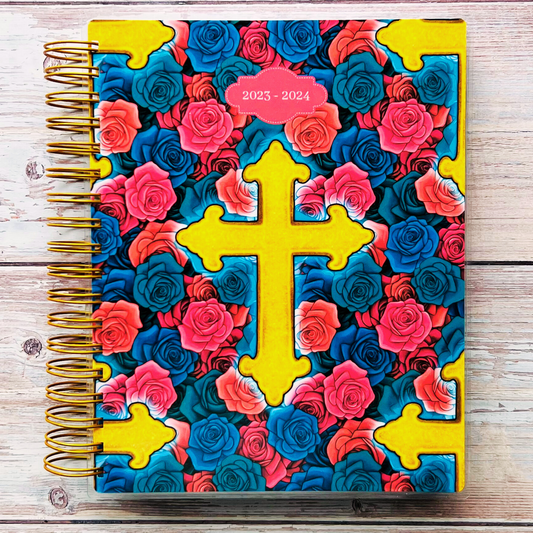 Personalized 6 Month Daily Planner 2023-2024 | Faith Roses Daily Planners Artful Planner Co. June-2023 20 Meal Planners +$3.00 (added to back) 