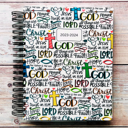 Personalized 6 Month Daily Planner 2023-2024 | Faith & Love Daily Planners Artful Planner Co. July-2023 20 Meal Planners +$3.00 (added to back) 
