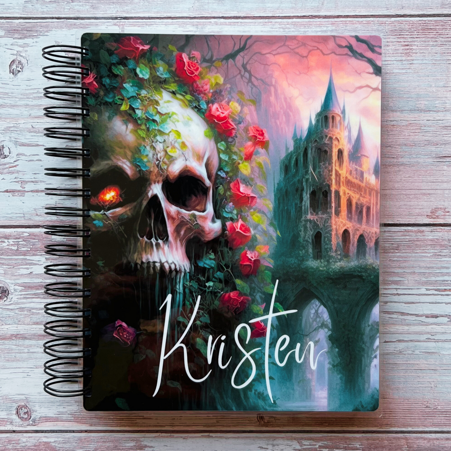 Personalized 6 Month Daily Planner 2023-2024 | Gothic Skull Garden Daily Planners Artful Planner Co. 
