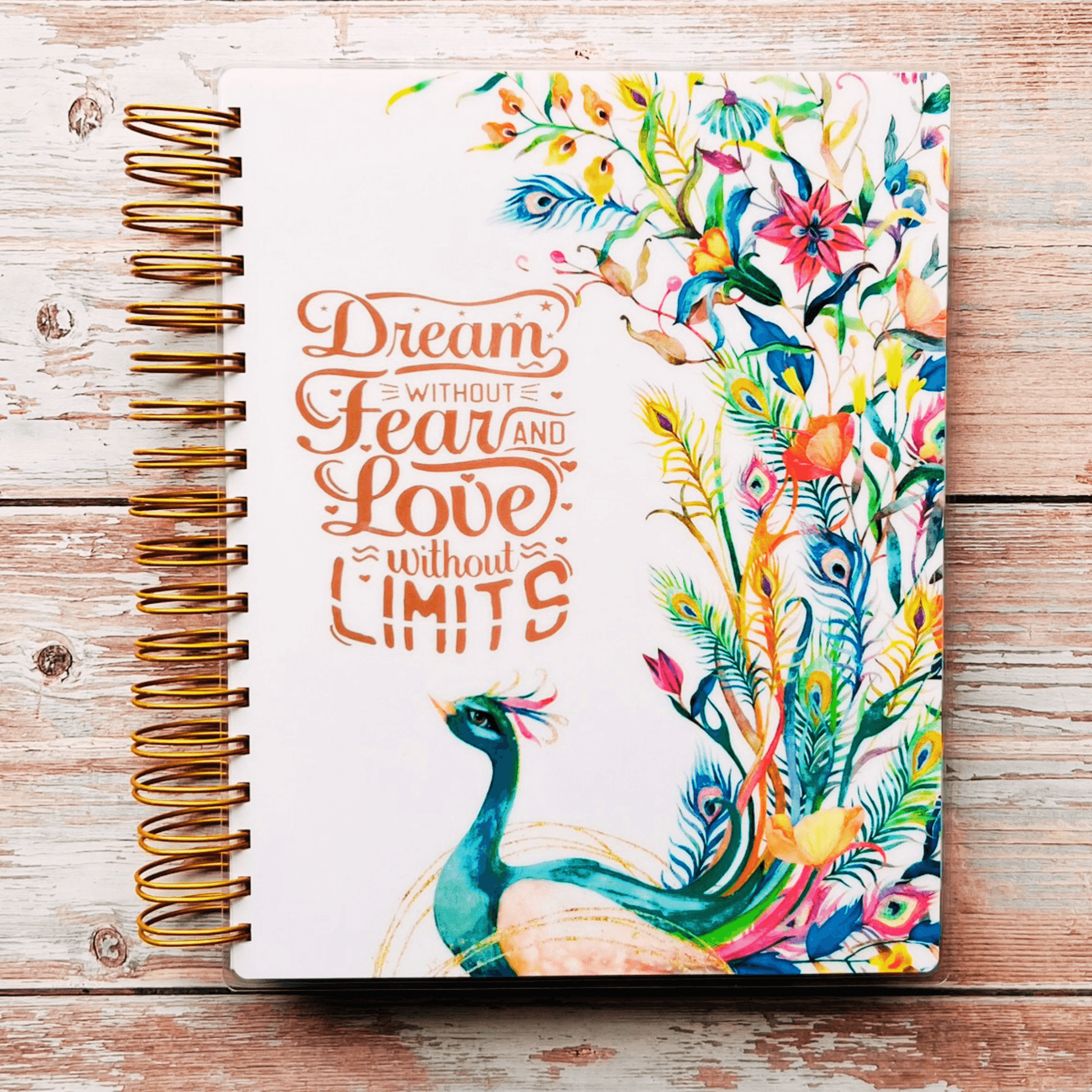 Personalized Weekly Planner 2023-2024 | Floral Peacock Weekly Planners Artful Planner Co. July-2023 Unlined Vertical 