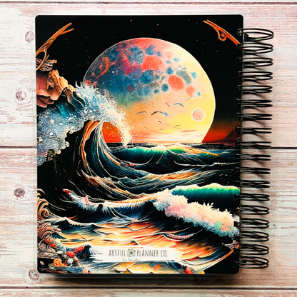2023-2024 Personalized Monthly Planner - Abstract Moonlit Sea Monthly Planners Artful Planner Co. 