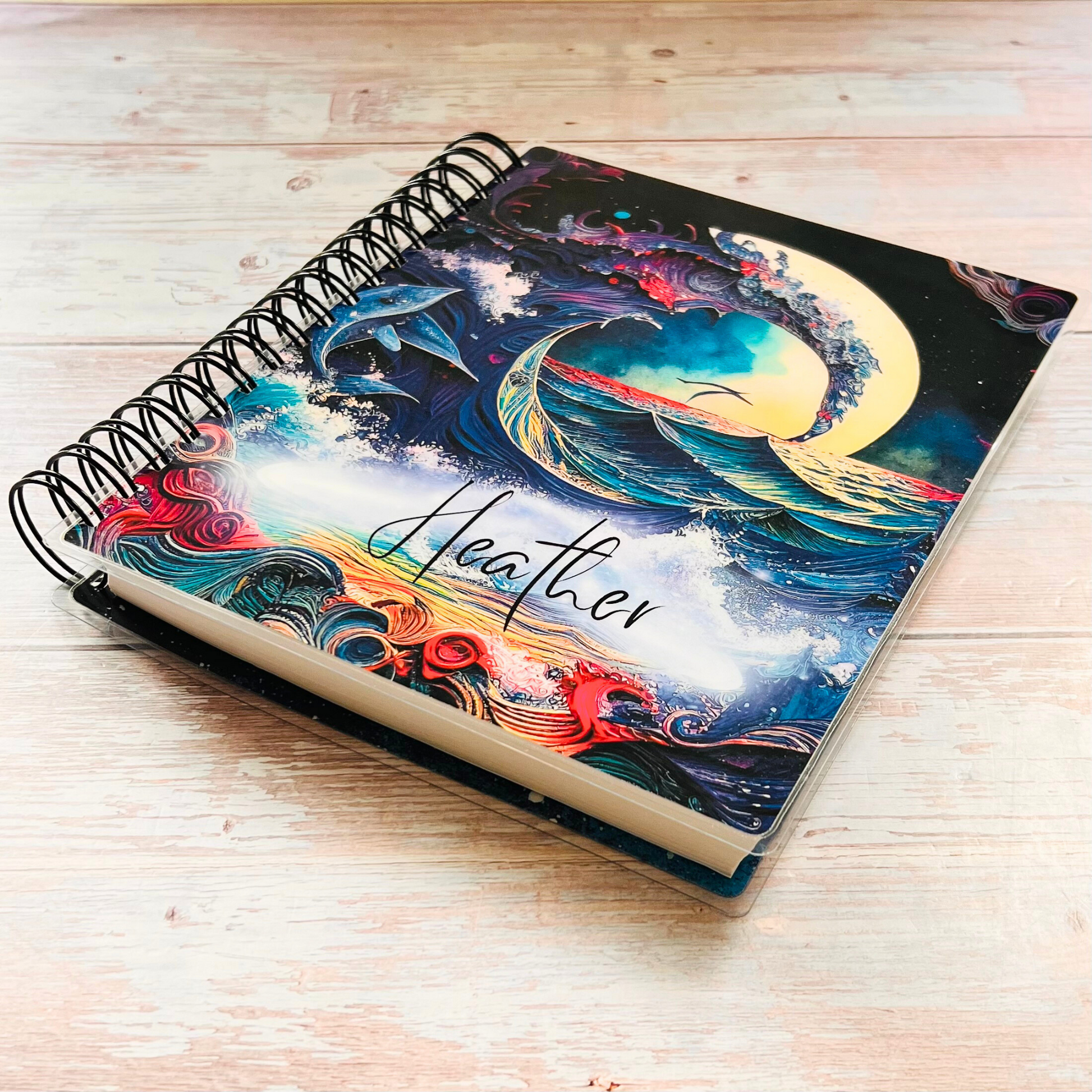 2023-2024 Personalized Monthly Planner - Abstract Moonlit Sea Monthly Planners Artful Planner Co. 
