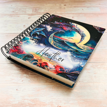 2023-2024 Personalized Monthly Planner - Abstract Moonlit Sea Monthly Planners Artful Planner Co. 