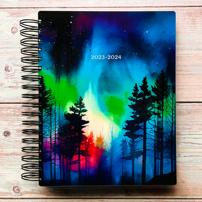 Personalized 6 Month Daily Planner 2023-2024 | Northern Lights Daily Planners Artful Planner Co. 