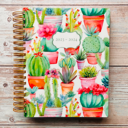 Personalized Weekly Planner 2023-2024 | Succulent Plant Garden Weekly Planners Artful Planner Co. July-2023 Unlined Vertical 