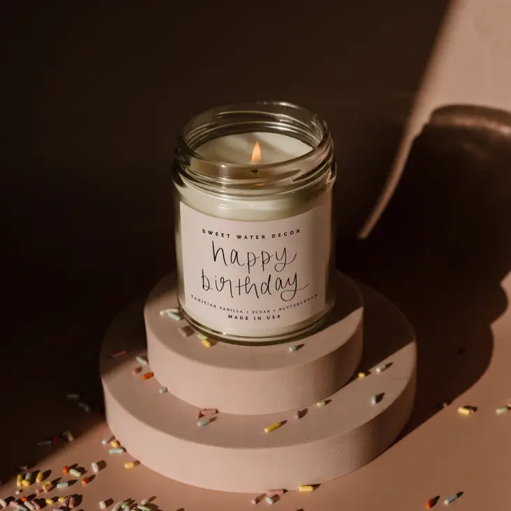 Happy Birthday Soy Candle - Clear Jar - 9 oz - Artful Planner Co.