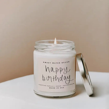 Happy Birthday Soy Candle - Clear Jar - 9 oz - Artful Planner Co.