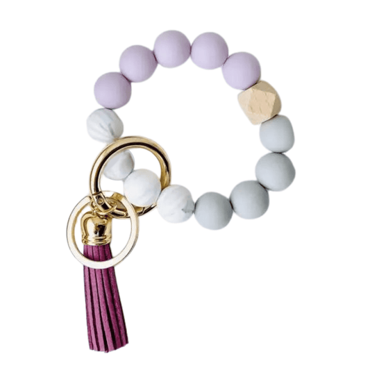 Bangle Keychain | Silicone Wristlet Key Ring | Bead Bracelet - Lavender Accessories Tiny Gift Society 