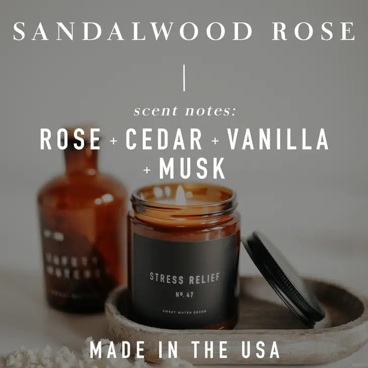 Sandalwood Rose Soy Candle - Amber Jar - 9 oz - Artful Planner Co.