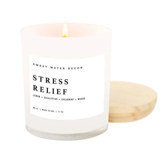 Stress Relief Soy Candle - White Jar - 11 oz - Artful Planner Co.