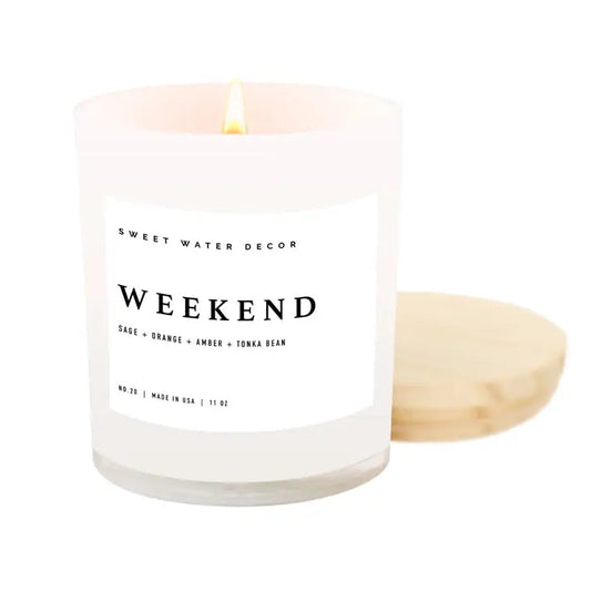 Weekend Soy Candle - White Jar - 11 oz - Artful Planner Co.