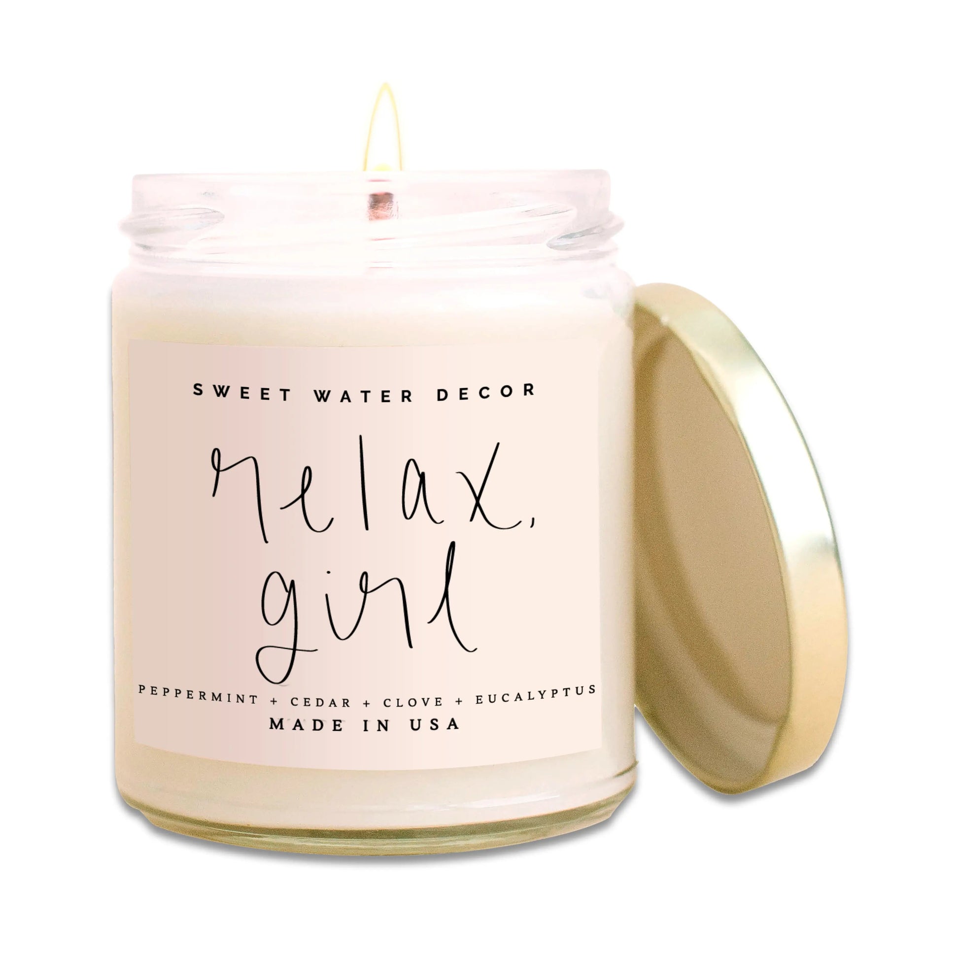 Relax, Girl Soy Candle - Clear Jar - 9oz - Artful Planner Co.