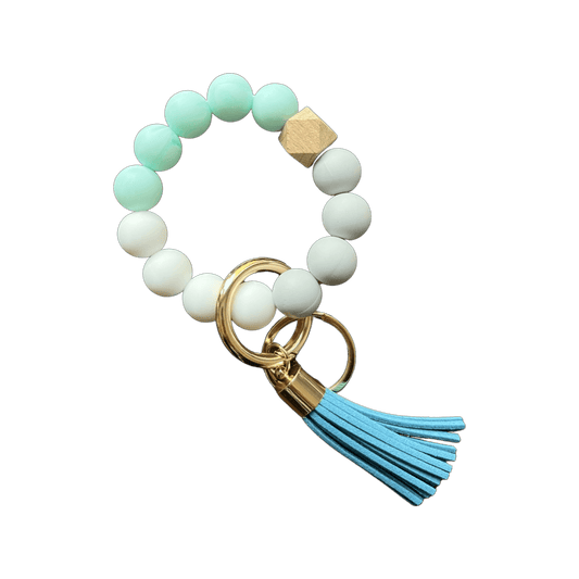 Bangle Keychain | Silicone Wristlet Key Ring | Bead Bracelet - Blue Sky Accessories Tiny Gift Society 