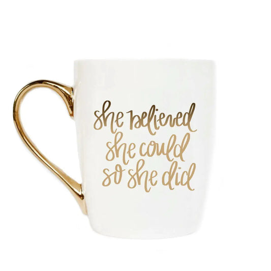 She Believed She Could So She Did - Gold Coffee Mug - 16 oz - Artful Planner Co.