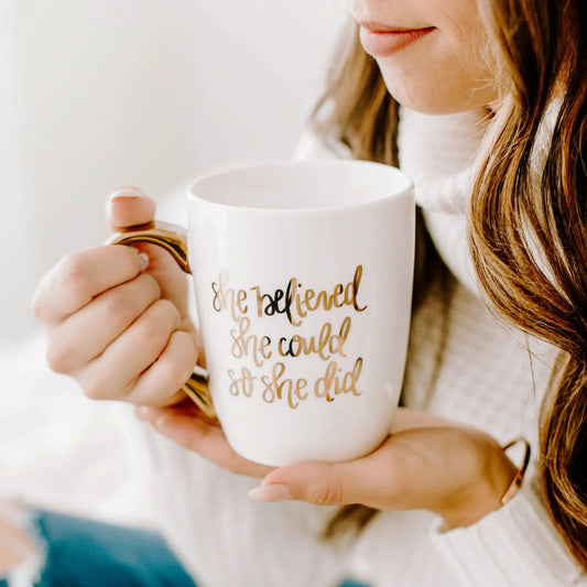 She Believed She Could So She Did - Gold Coffee Mug - 16 oz - Artful Planner Co.