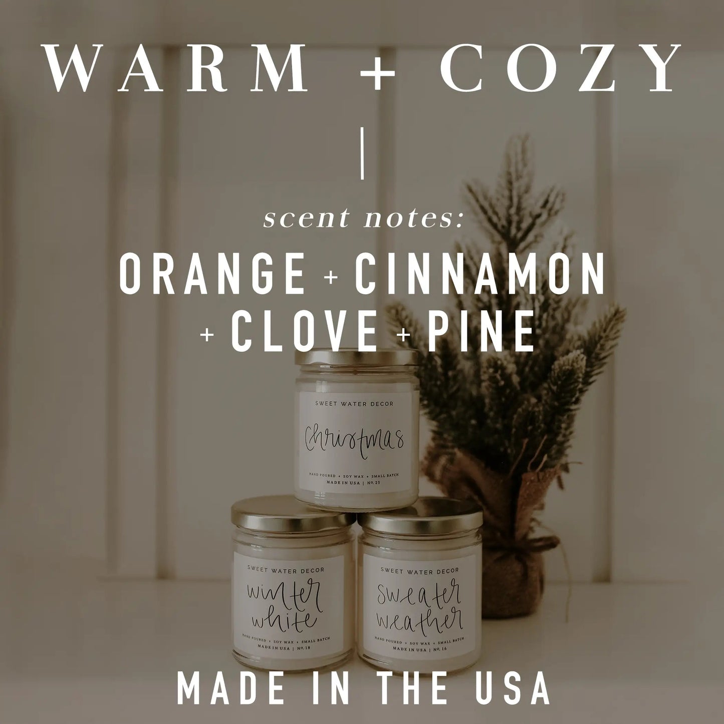 Warm and Cozy Soy Candle - White Jar - 11 oz - Artful Planner Co.