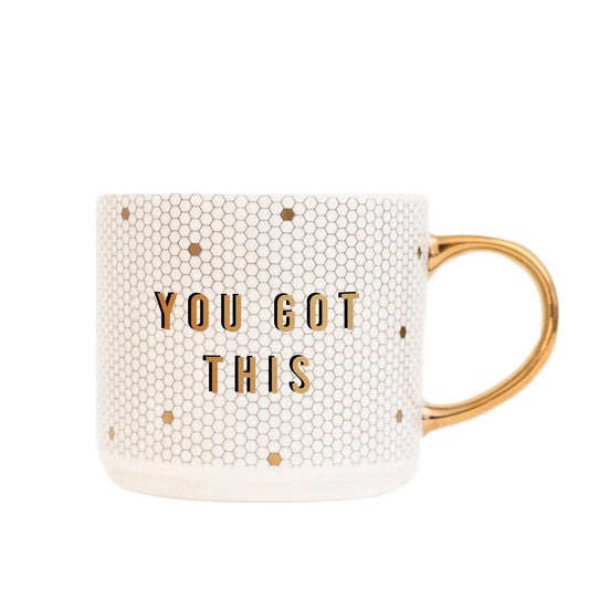 You Got This - Gold, White Honeycomb Tile Coffee Mug - 17 oz - Artful Planner Co.